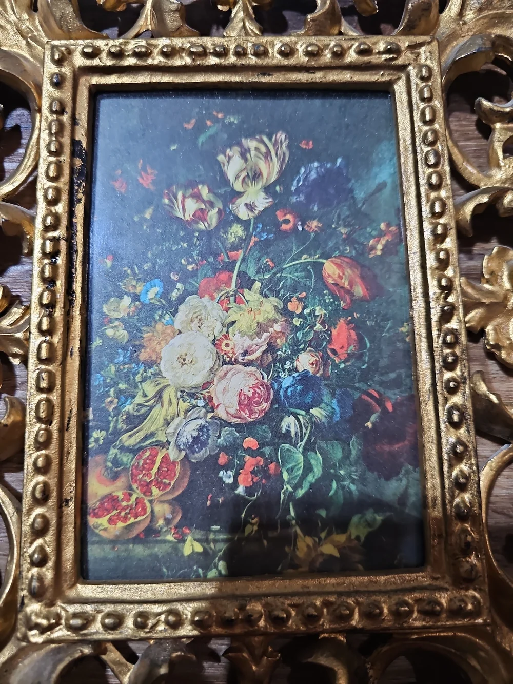 Vintage Empire Art Italy Gold Rococo Floral Wall Plaques Set 2 9x7